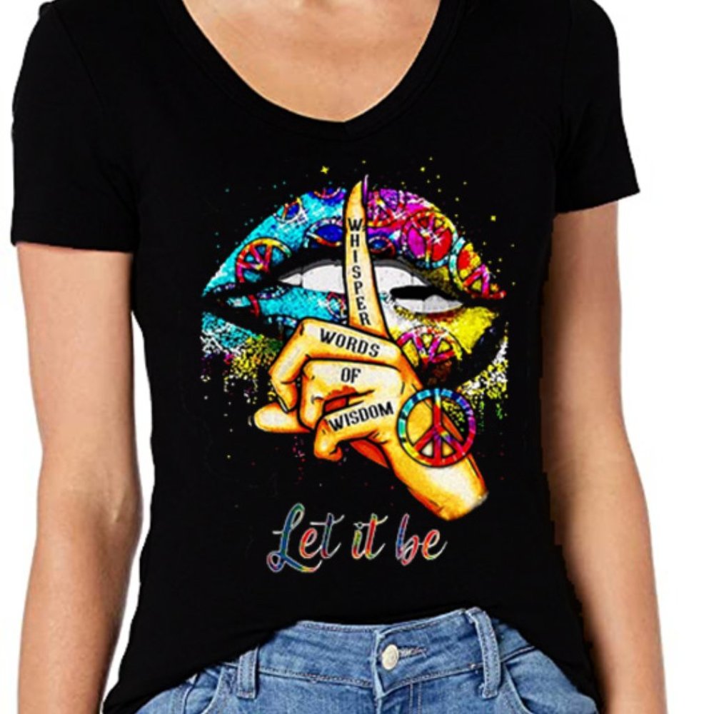 Women's Slim-Fit Short-Sleeve V-Neck T-Shirt with Beautiful Print Design Victori